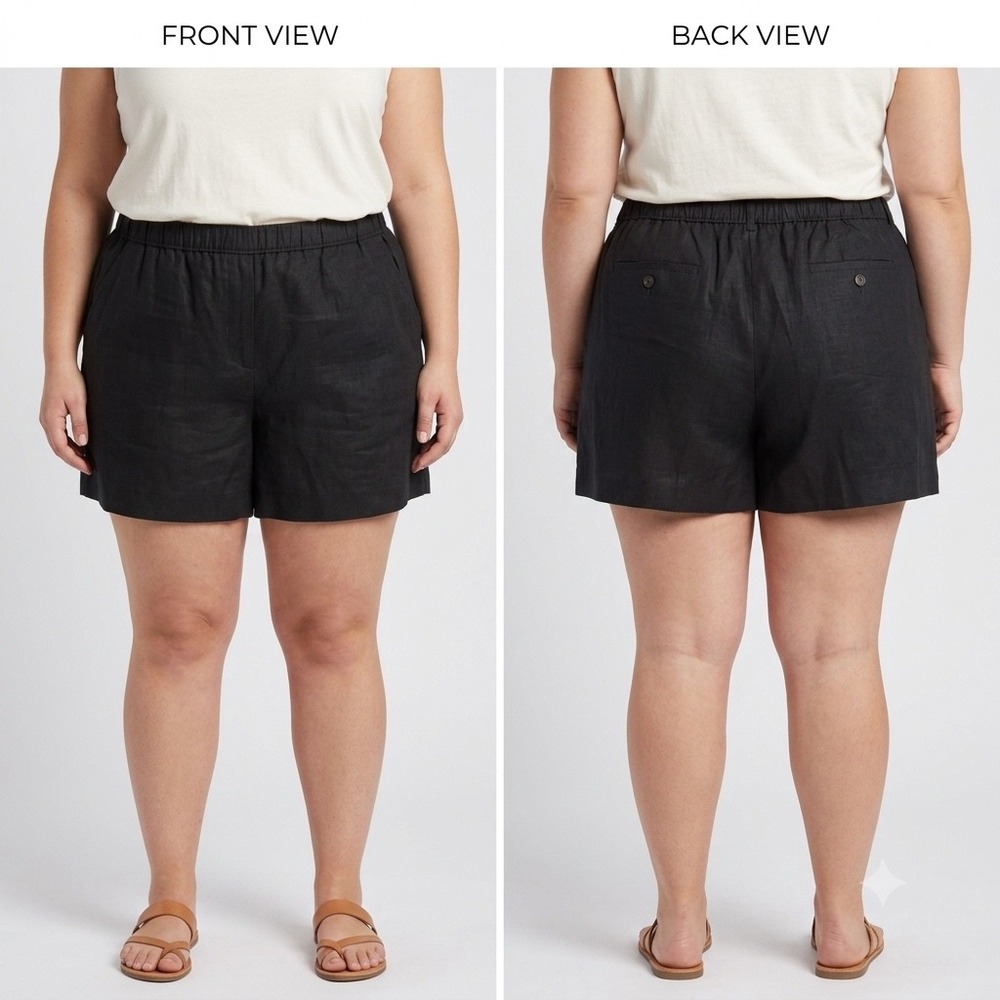 J.Crew Re-Imagined Black 100% Linen Shorts Plus‎ Size 2X CH874 NWT